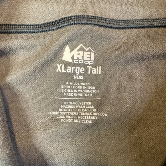 REI Co-Op Long Sleeve 1/4 Quarter Zip Gray Midweight Base XLarge Tall XLT - Picture 3 of 6